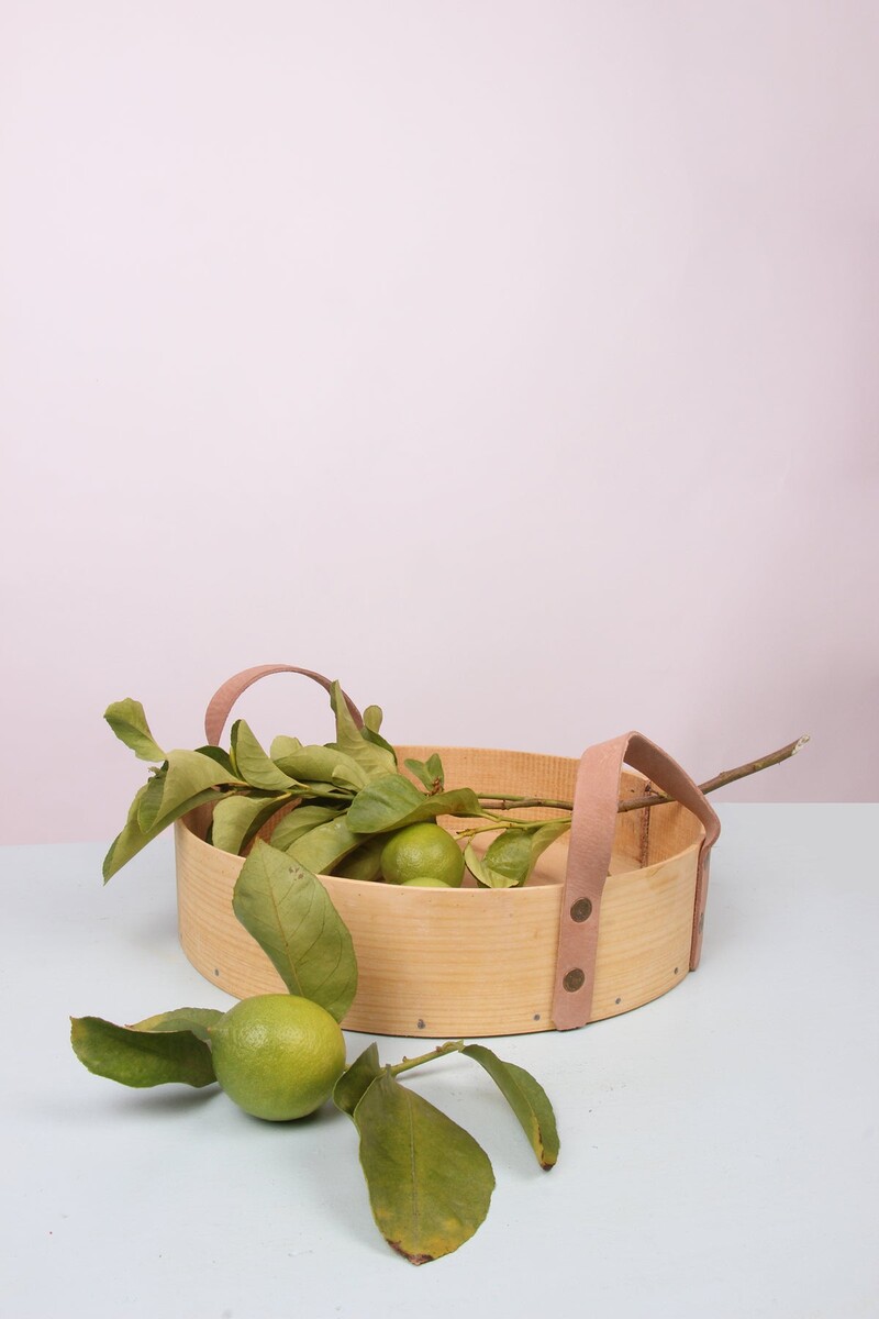 Plateau tamis avec anses en cuirM - 32 cm