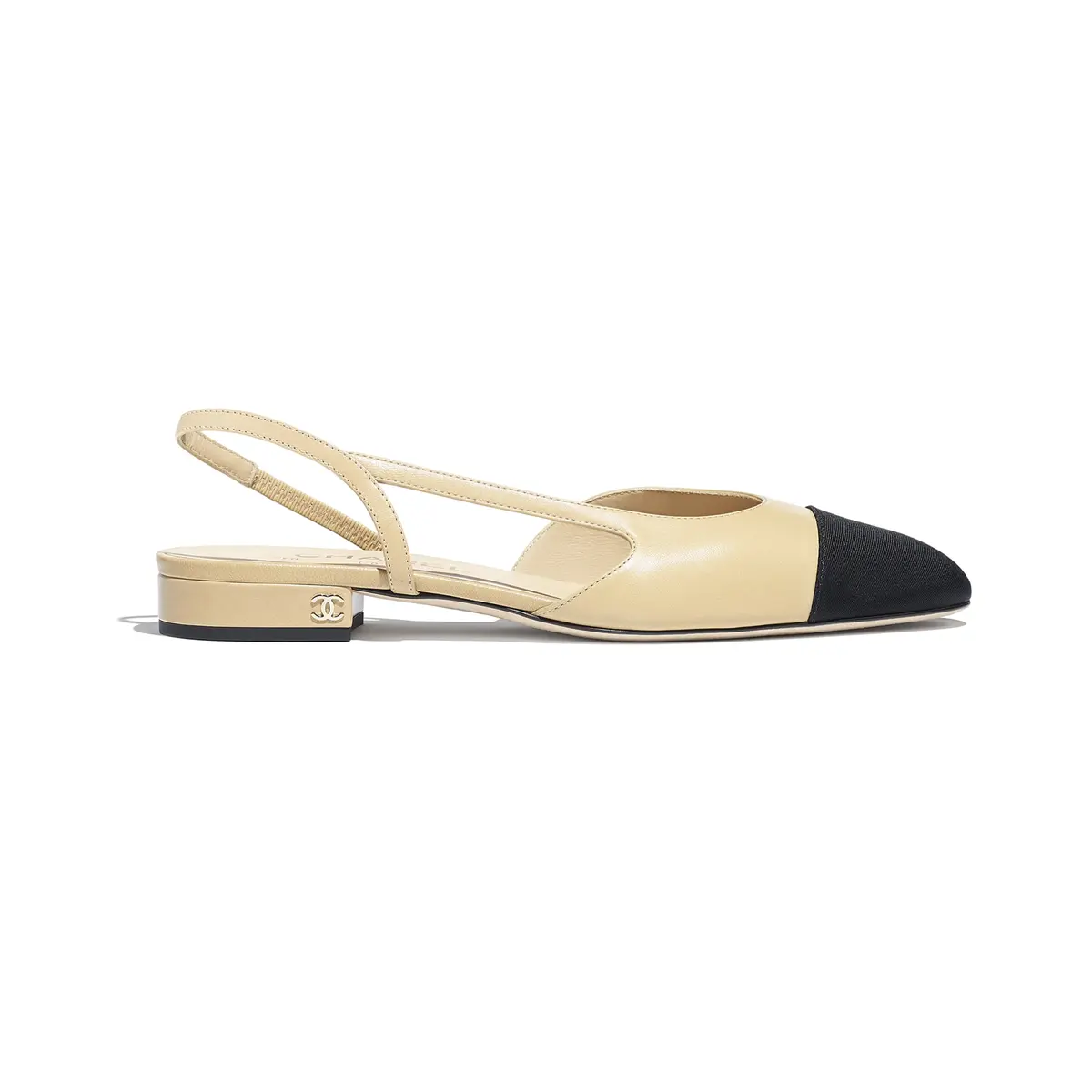 Slingbacks - Chèvre & gros-grain, beige & noir — Mode | CHANEL