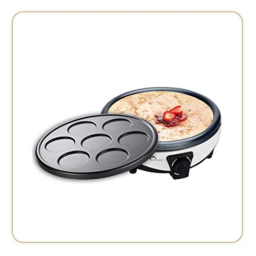 LITTLE BALANCE 8212 Crêpière Happy Crêpes &amp; Pancakes - Crêpière électrique 2 en 1 : Crêpes et Pancakes - 2 plaques amovibles, anti-adhésives - Thermostat réglable - 1000 W - Couleur Noir / Blanc