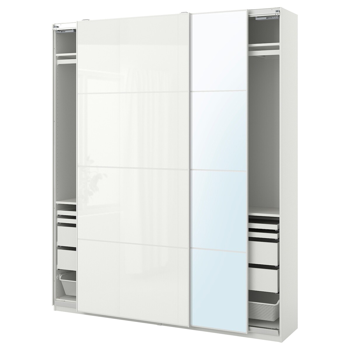 PAX / FÄRVIK/AULI Combinaison armoire - blanc/verre blanc miroir 200x44x236 cm