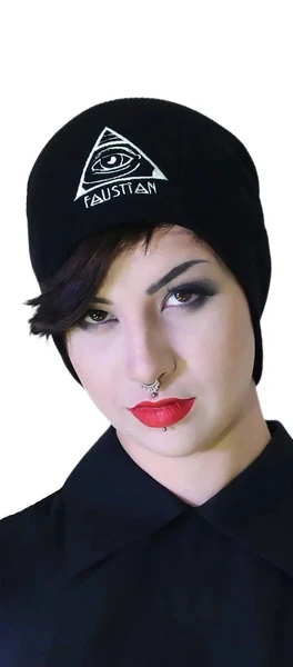 3rd Eye Faustian Black Beanie with Large Embroidered Design