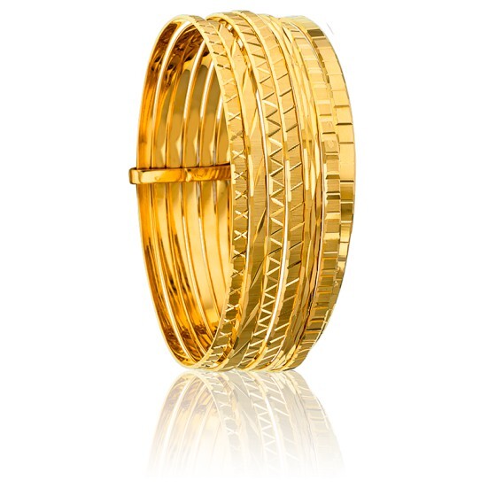 Bracelet Jonc Semainier Gravé Or 63 mm- Emanessence - Ocarat