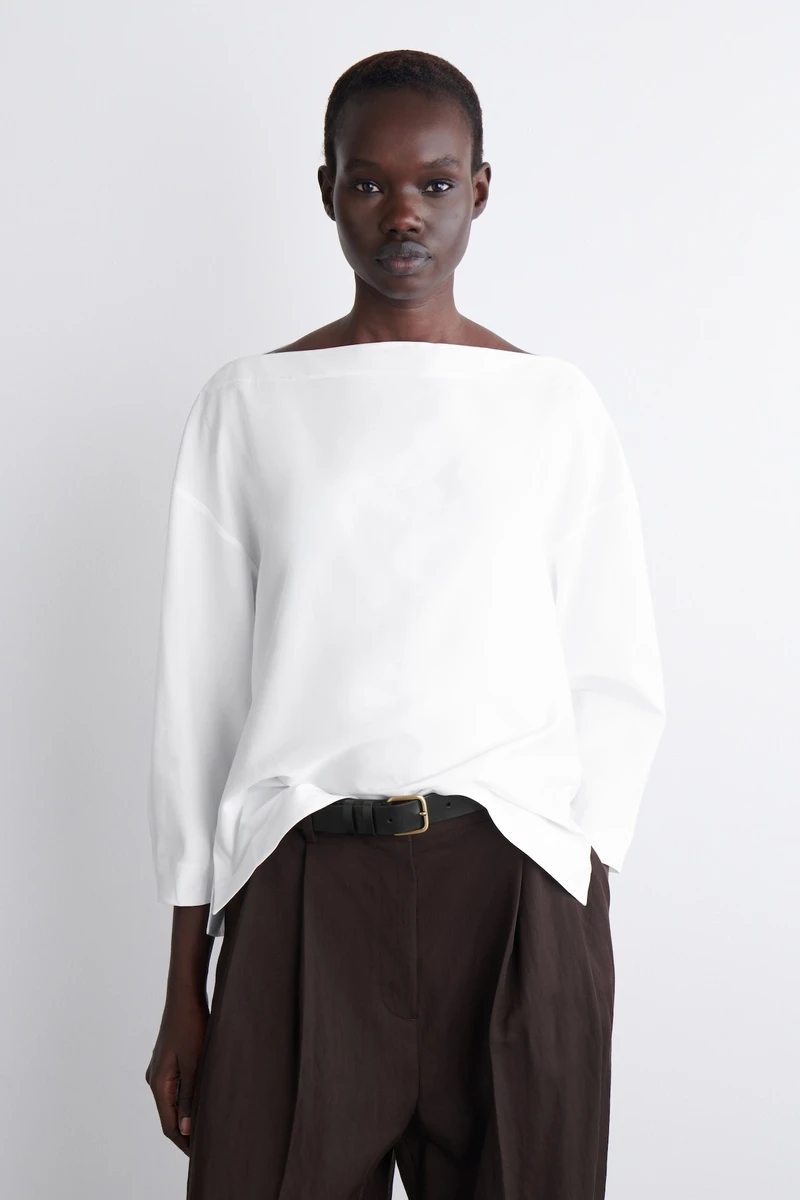 BLOUSE À COL BATEAU EN COTON