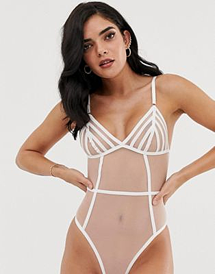 Bluebella London - Body en tulle à bretelles - Blanc/rose | ASOS