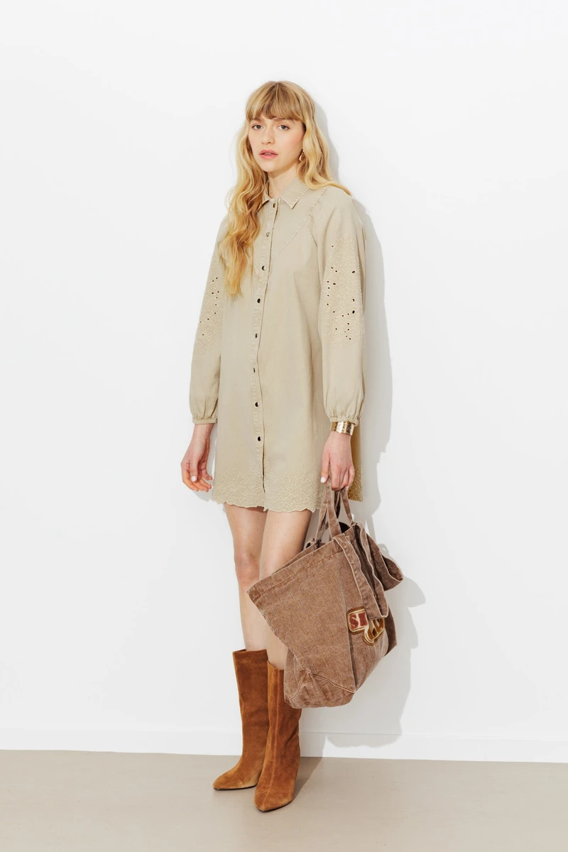 Robe-chemise brodée Femme