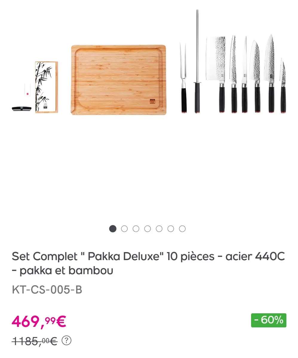 Set couteau Kotai Veepee ou showroomprive (prendre en promo ca vaut pas 1000 balles cette merde mdrr)