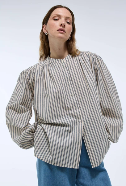 Blouse manches longues rayée en coton BIO GOTS