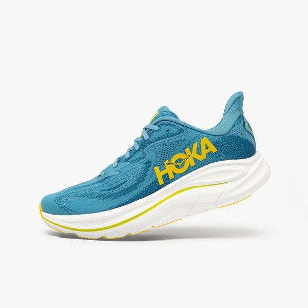 Chaussures de running homme, Hoka Clifton 10 bleues et oranges