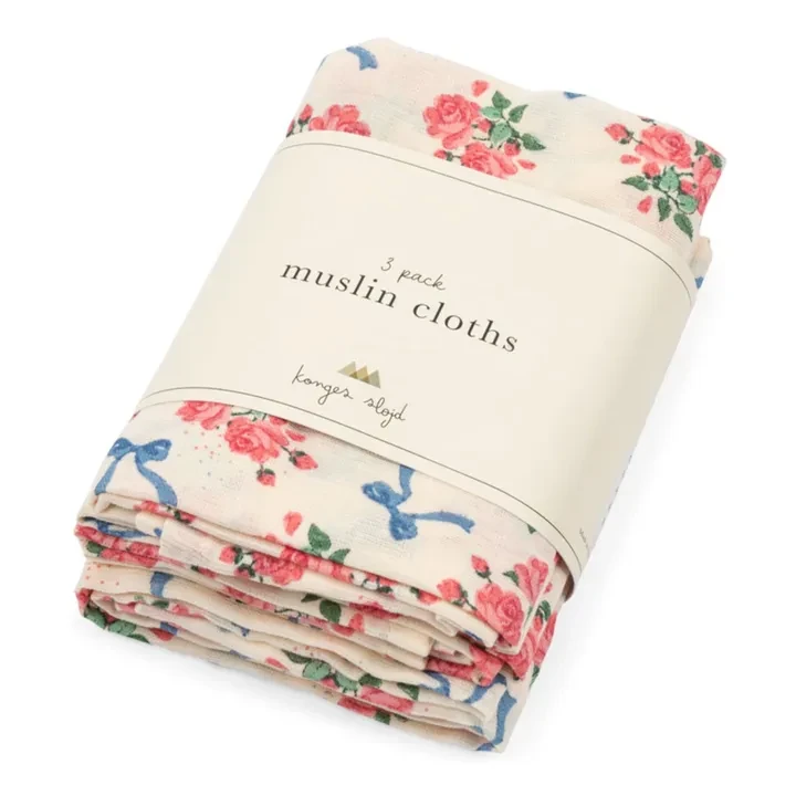 Langes en coton bio Bella Rosita - Set de 3 | Rose