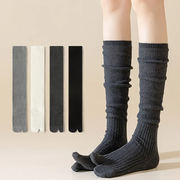 Japonais unisexe automne hiver deux doigts chaussettes noir blanc Kimono tongs sandale fendu Ninjia Tabi orteil chaussettes Harajuku - AliExpress 200574005