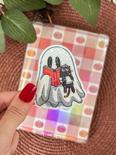 Bookish Ghost Kindle Stickers Spooky Kobo Decor Reading Ghoul Bookish E-Reader Holographic Stickers Kindle Accessories Gift for Book Lover