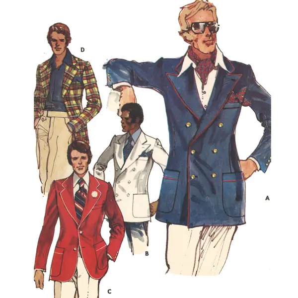 Modèle vintage des années 1970, Blazer double boutonnage pour hommes, 4 styles - Multi-tailles