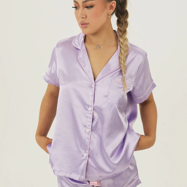 Lilac Satin Short Pyjama Set | Night Sweet Thing