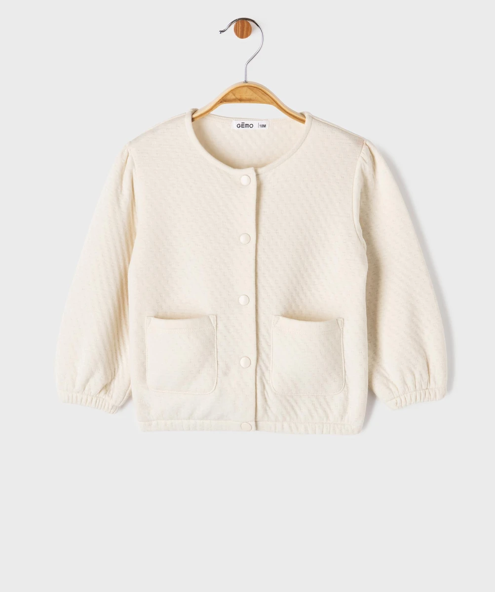 Sweat à boutons pression en maille fantaisie bébé fille