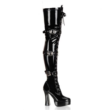 Cuissardes vernies noirs plateforme style gothique