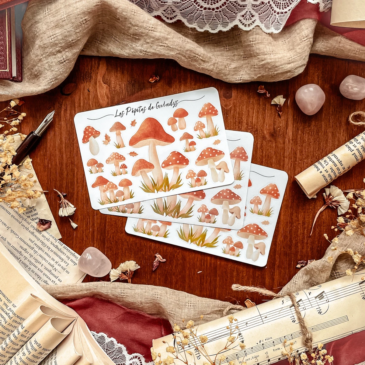 Petite planche de stickers Champignons Marché d'Automne