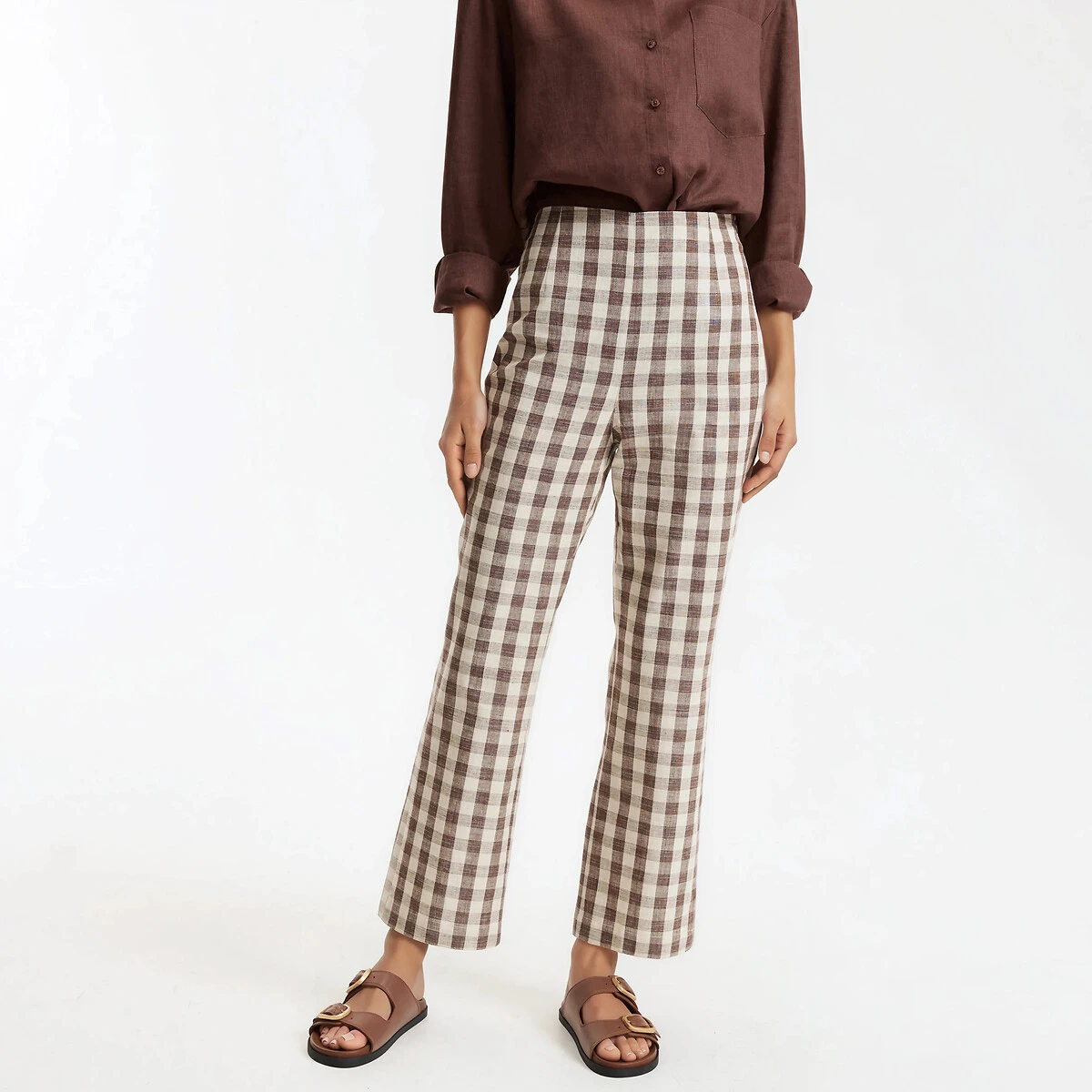 Pantalon bootcut 7/8 ème imprimé vichy