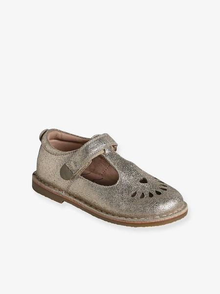 Salomés cuir fille collection maternelle or - Vertbaudet