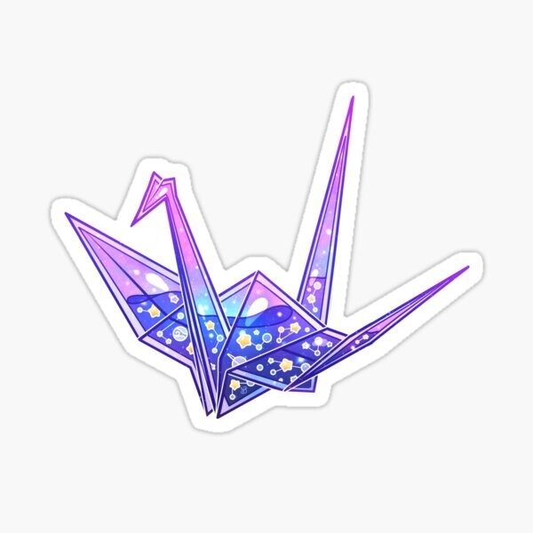 Grue en origami en verre Galaxy | Sticker
