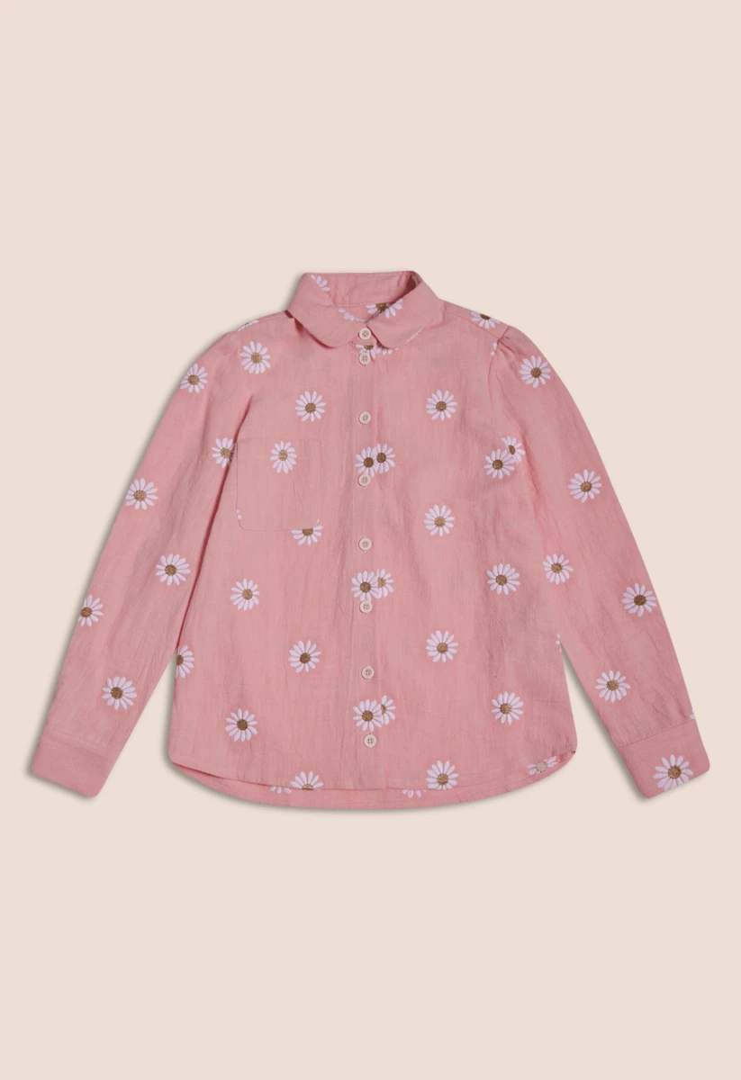 Chemise Vic rose lin brodé NEW