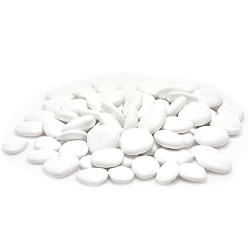 Kalapanta - Galets décoratifs en plastique recyclé petit format pour pots, peinture, aquariums, jardin, mini pack, blanc