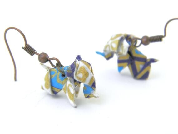Boucles d'oreilles origami Bébé Elephant