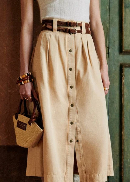 Jupe Clarina - Beige Safari - Coton biologique - textile biologique - Sézane