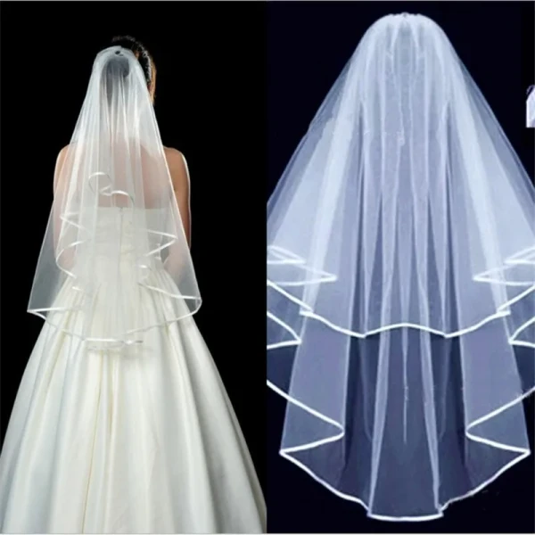 Voile de mariée court et Simple en Tulle, deux couches avec peigne, voile de mariée blanc ivoire pour mariée, accessoires de mariage - AliExpress 320