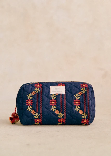 Trousse de toilette - Sézane x Lucia Vergara - Jazmin Fond Marine - Coton - Sézane