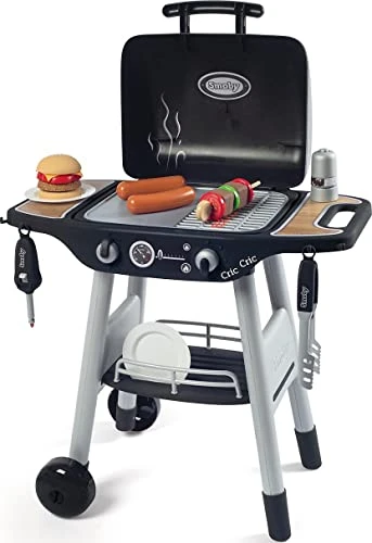 Smoby Barbecue Grill - 18 Accessoires - Flammes Magiques Rétractables - Jouet d'Imitation pour Enfant