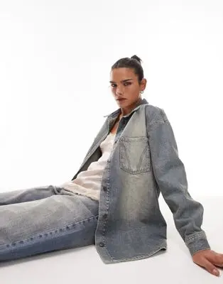 Topshop - Surchemise en jean - Bleu authentique