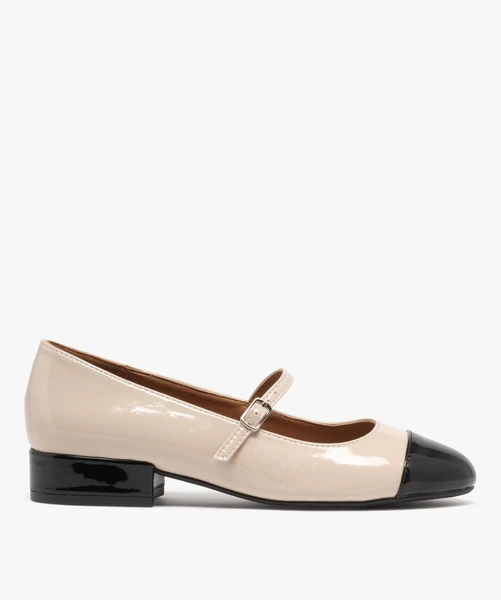 Ballerines vernies bicolores à talon femme