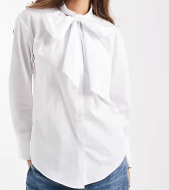 ASOS DESIGN - Blouse nouée sur le devant en popeline - Ivoire