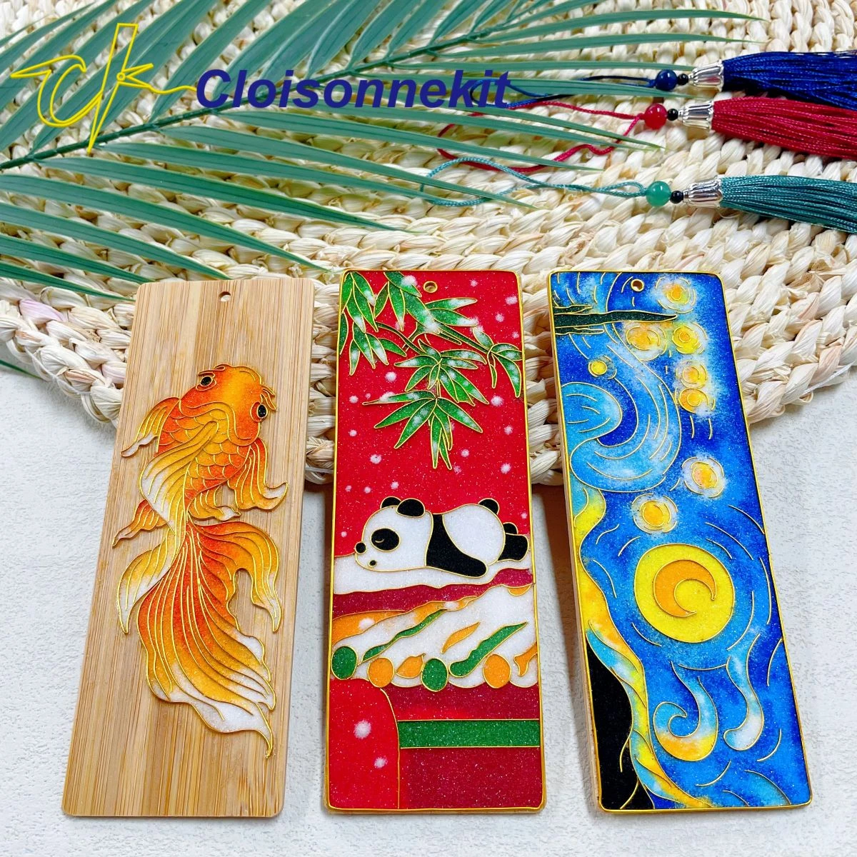 Panda, Koi, Starry Night Bookmarks - Cloisonne Painting Art Kits