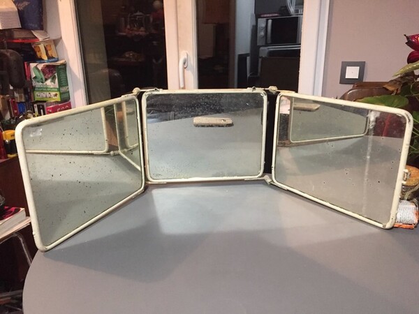 Ancien Miroir barbier triptyque vintage