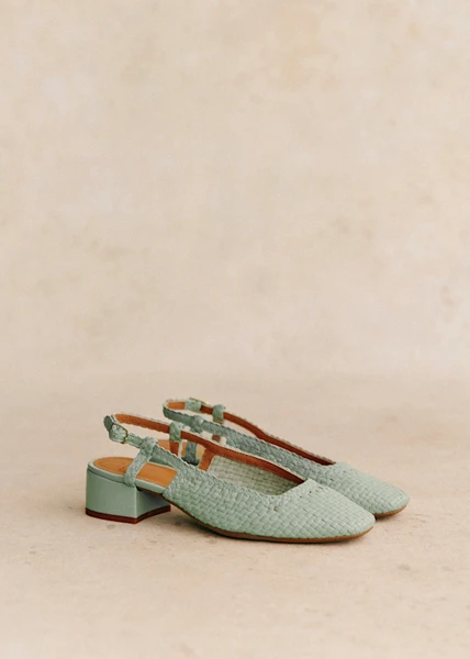 Escarpins Noemie - Vert d'Eau Tressé - Cuir ovin - Sézane