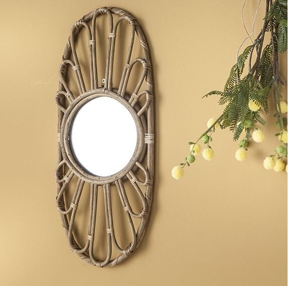 Miroir rotin naturel calanques ovale 46x18cm Pas cher - Zôdio