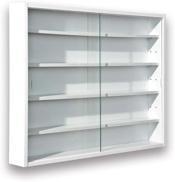 Inter Link - Vitrine Murale pour Objets de Collection – Armoire de rangement avec 4 étagères – 5 Compartiments - pour Miniatures - MDF -Blanc (80x60x9.5 cm) Compilati