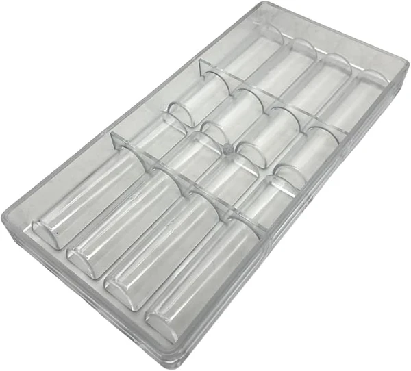 VALINK Moule à chocolat 3D Dubaï, polycarbonate transparent, demi-rond, longue bande, antiadhésif, transparent, plastique, semi-circulaire, moule à barres de chocolat