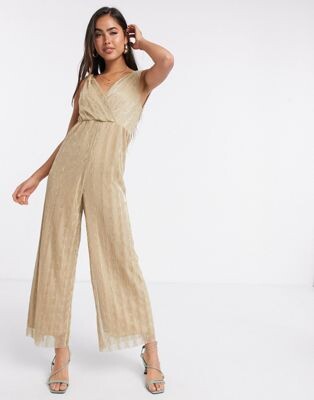 Liquorish - Combinaison plissée effet métallisé - Doré | ASOS