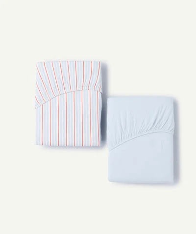 Lot de 2 draps housse coton à rayures