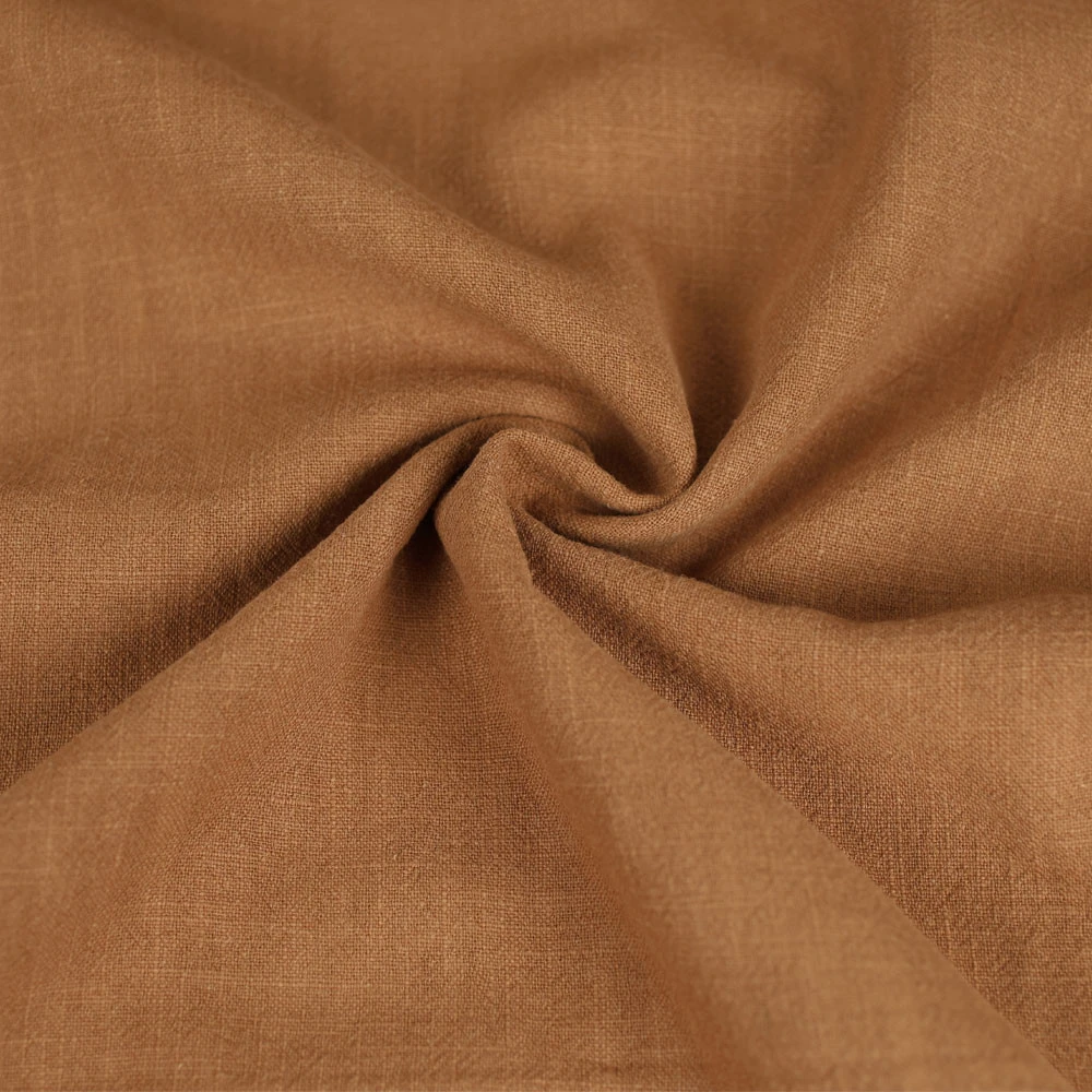 Tissu Celona lin et coton uni - cannelle | Tissu pour couture d'habits en fibres naturelles