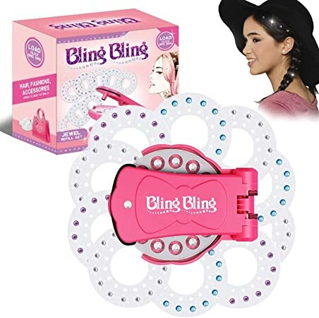 Hair Bedazzler Kit avec 180 pierres précieuses pour cheveux, estampe de pierres précieuses, collection kit de coiffure avec strass, outil de coiffure glamour pour filles et enfants : Amazon.fr: Beauté et Parfum