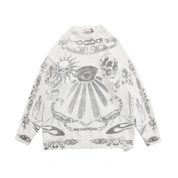 MADE EXTREME Tattoo Print Oversized Sweater