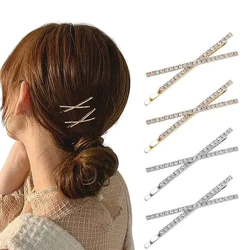 4 Pièces Pince à Cheveux,Épingles à Cheveux Strass, Barrettes Cheveux Femme En Diamant, Brillants Pince à Cheveux Accessoires, pour Filles Femmes Fête Robe de Mariée Quotidienne