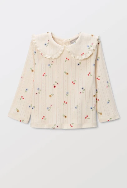 T-shirt à col manches longues imprimé en coton BIO GOTS