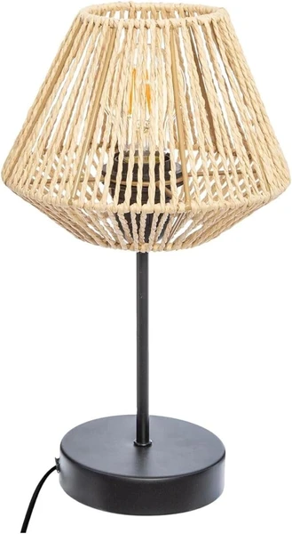 Atmosphera - Lampe "Jily" - noir et corde - métal H34 cm [Classe énergétique A]