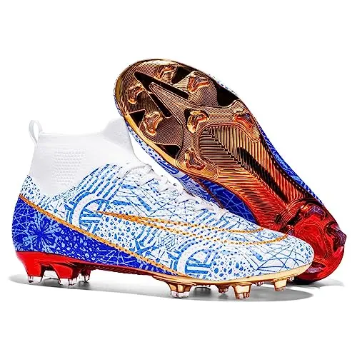 Chaussures de Football pour Hommes Chaussures de Football pour garçons Chaussures de Football pour Jeunes Chaussures de Football Bottes de Football Turf High Top Spikes Professional Athletic Shoes