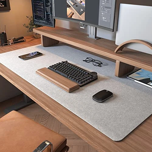 DAWNTREES Tapis de Bureau en Feutre pour Ordinateur de Bureau, Grand Tapis de Souris pour Bureau, Bureau pour Clavier et Souris (Gris Clair)