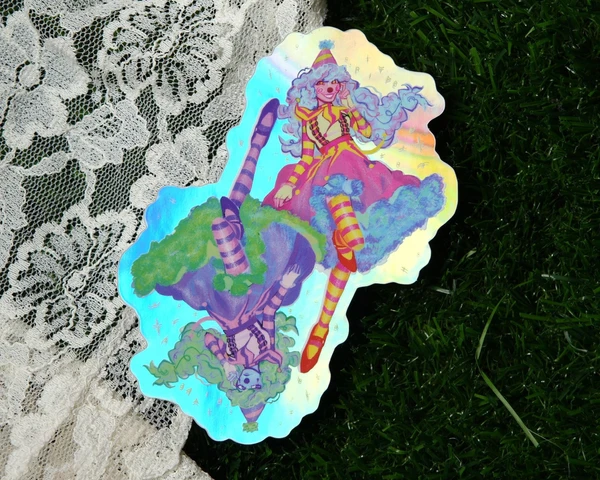 B GRADE Cute Holographic Clowncore Vinyl Sticker